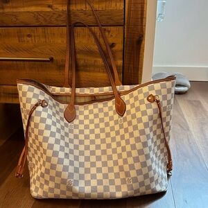 Louis Vuitton White and Brown Checkered Tote